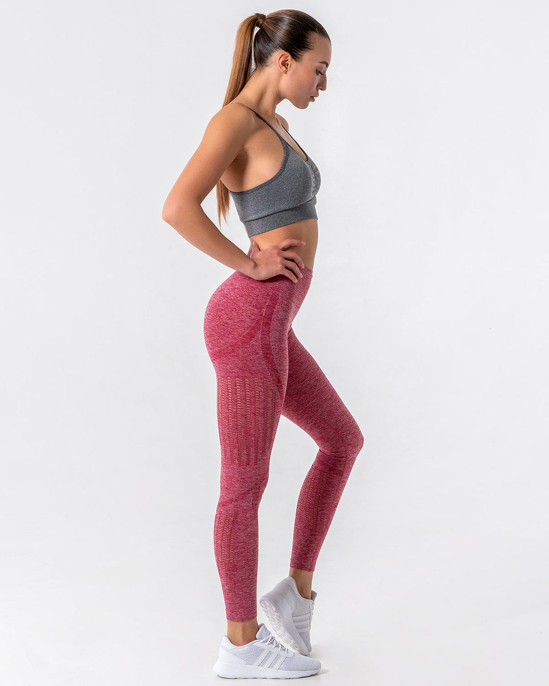 Nina Luxe Hollow Leggings - Red