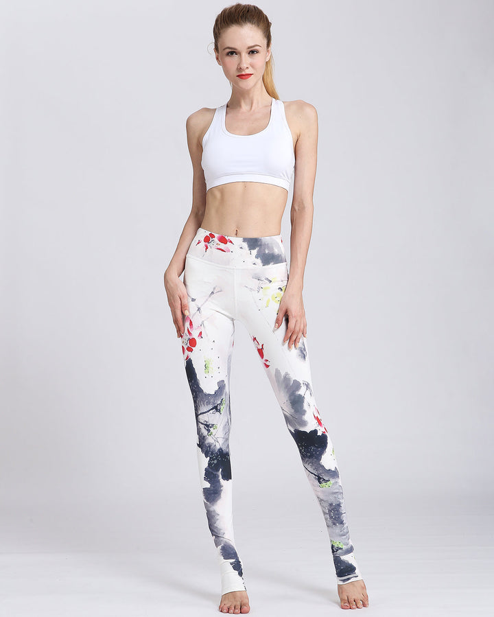 Plum Blossom Watercolor Leggings