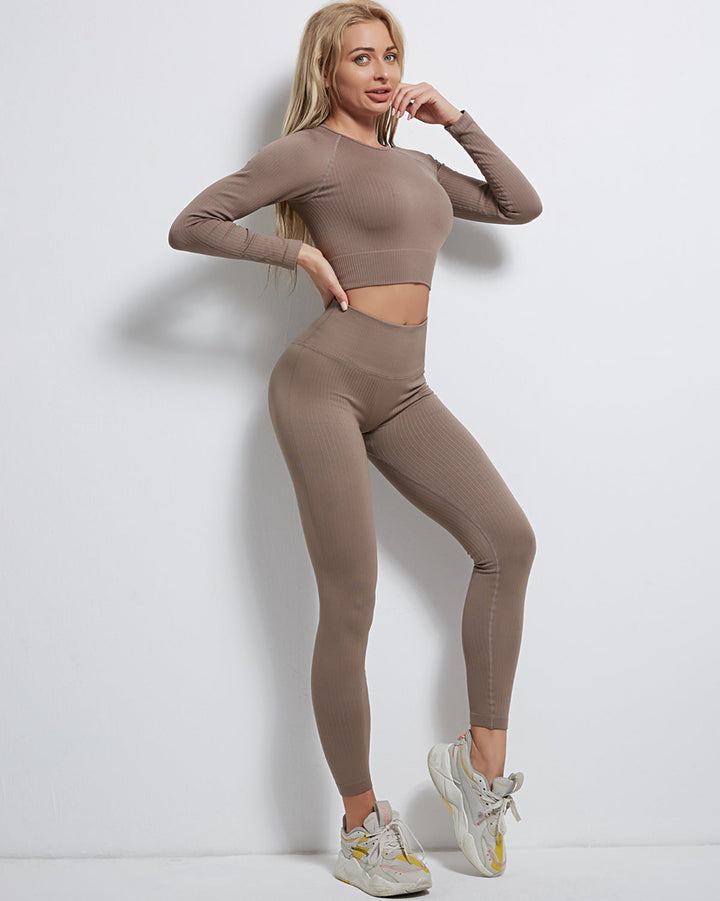 Rozy Ribbed Seamless Leggings - Coffee